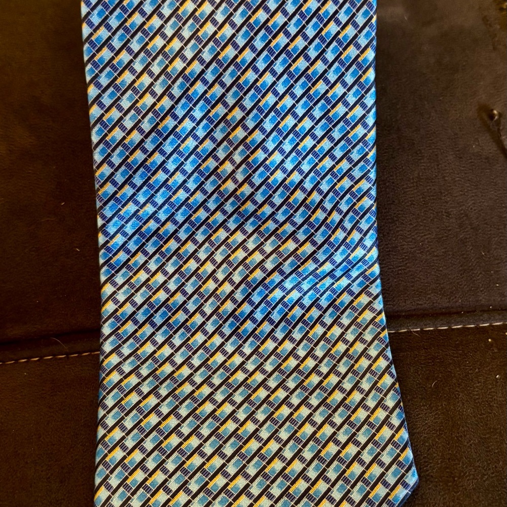 Blue and Yellow Patterned Men's Tie